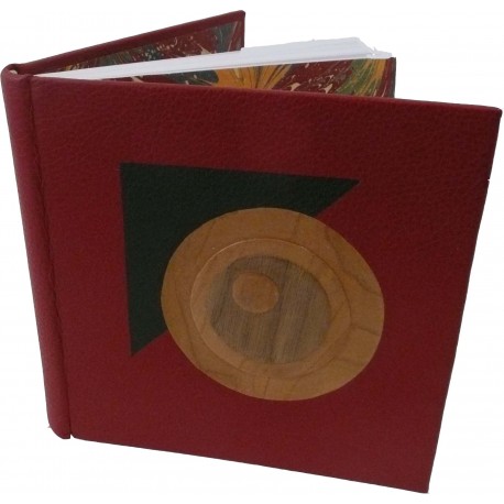 CARNET D'OR - CUIR ROUGE - DÉCOR EN BOIS